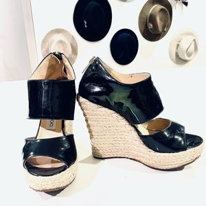 - Jimmy Choo navy patent espadrille wedges size 6 😎